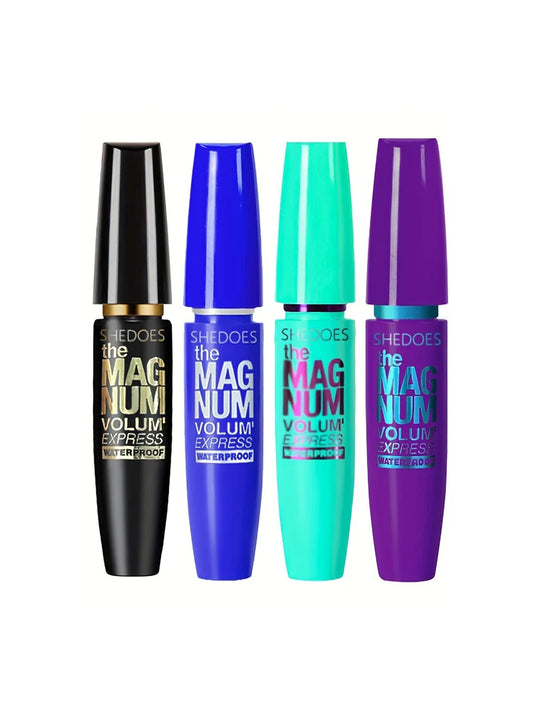Length & Volume 4D Lash Mascara tube and wand showing curved brush and liquid fibre formula for length and volume