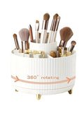 360° Rotating Makeup Organizer with 5 compartments durable lightweight plastic swivel base for brushes lipsticks eyeliners
