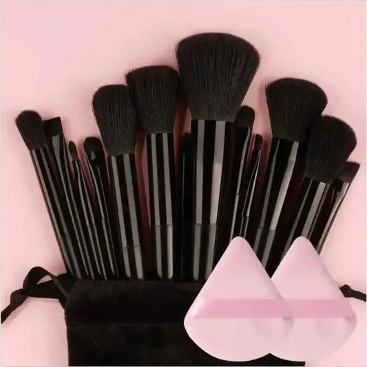 Professional Soft Makeup Brush Set 13pc with soft nylon bristles and lightweight plastic handles for face and eyes