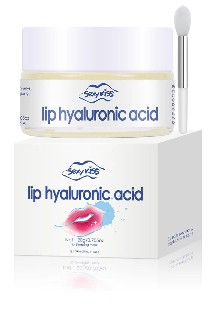 Hyaluronic Acid Sleep Lip Mask 20g tube with collagen hydrating lightweight non-sticky gel for overnight lip treatment