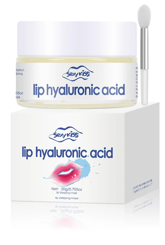 Hyaluronic Acid Sleep Lip Mask 20g tube with collagen hydrating lightweight non-sticky gel for overnight lip treatment